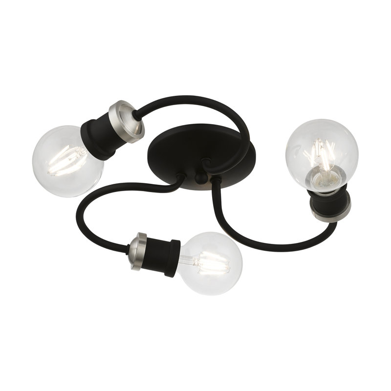 Plafonnier encastré 3 lumières Grigsby Pannell, Noir / nickel brossé