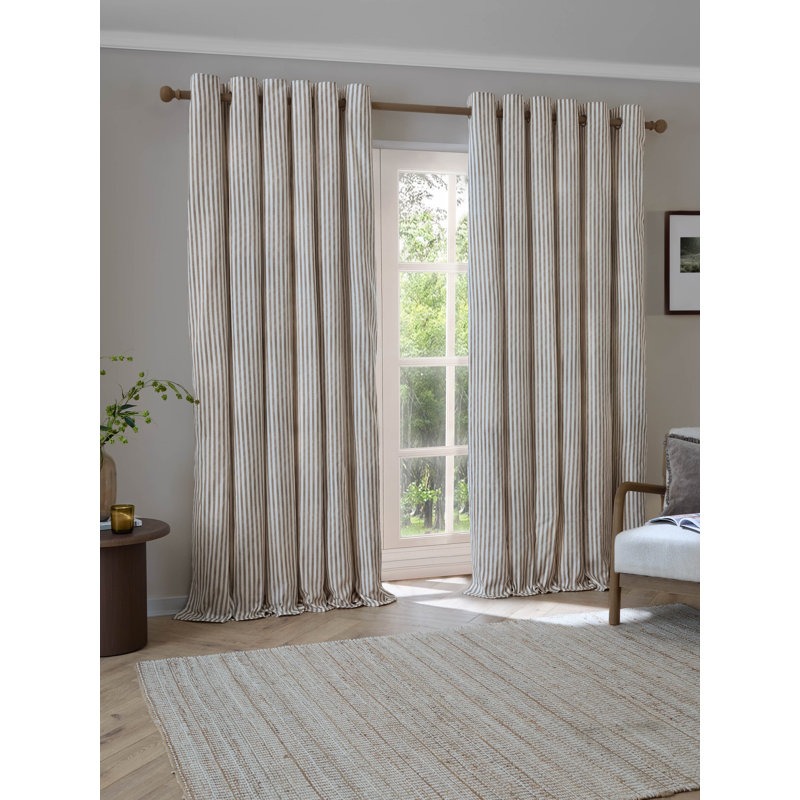 Hebden Cotton Blend Room Darkening Curtain Panel Pair, Brown, 168cm Width x 229cm Drop