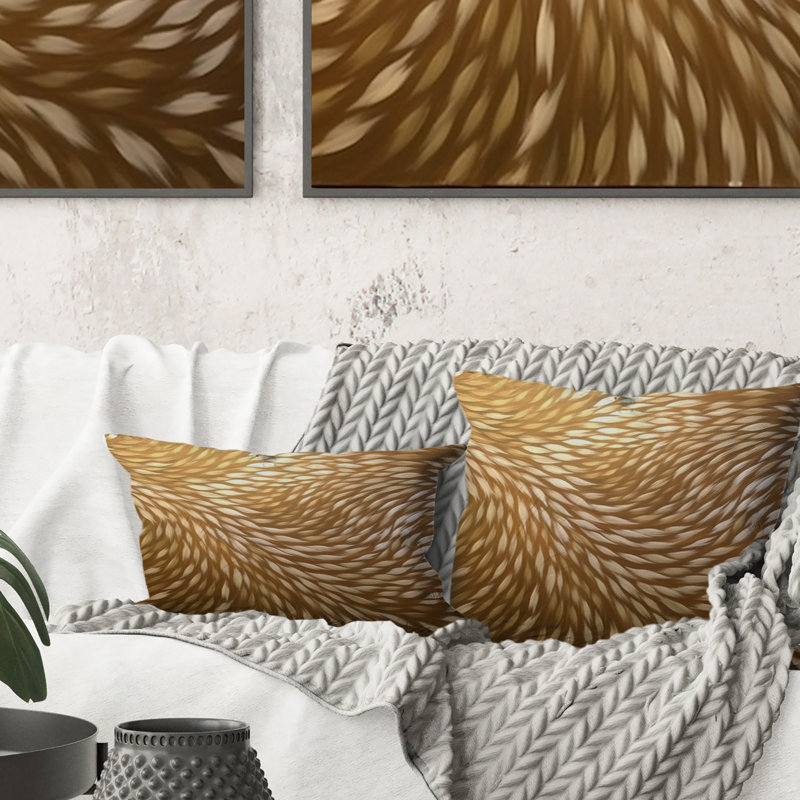 Coussin décoratif délicat moderne à motif de vagues dorées - formes abstraites