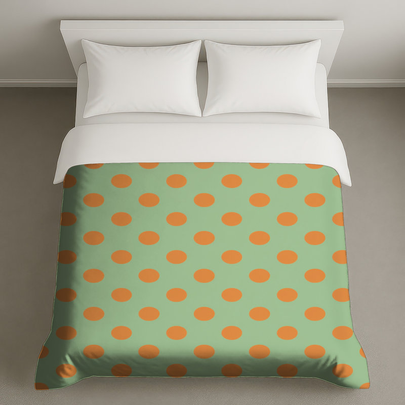 Housses de couette orange à pois, Queen