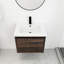 Armoire de salle de bain avec portes à fermeture en douceur - 24 po, fixation murale, noyer, évier moderne avec rangement 24 x 18 po, conception-492739706-492739707
