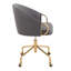 Chaise de travail contemporaine en métal doré et similicuir gris-130478074