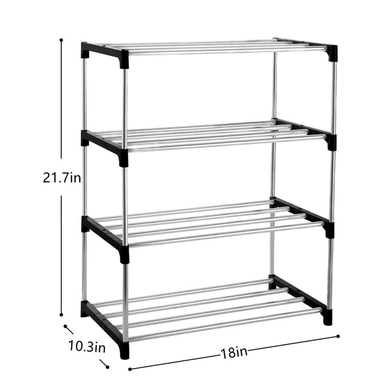 8 Pair Shoe Rack, Black