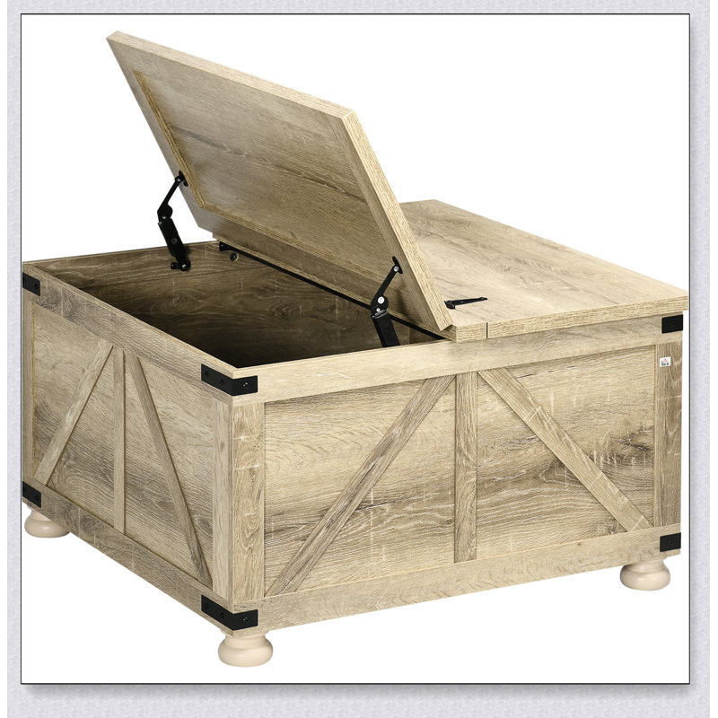 Table basse avec rangement, table basse carrée pour le salon, table en bois HOMcom