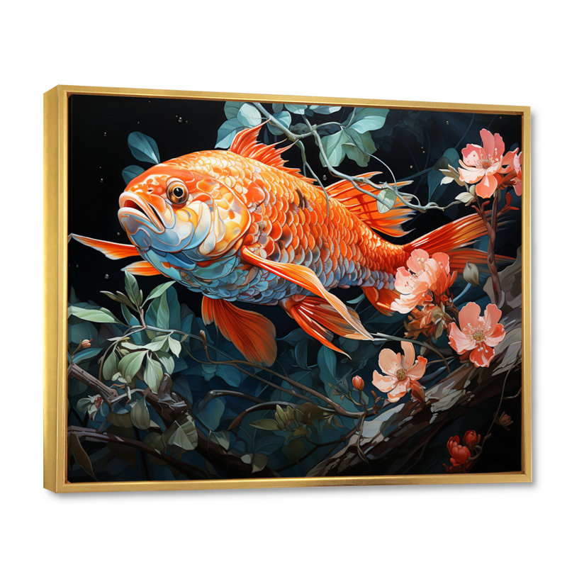 " Fishing Harmonious Hues II ", 12" H x 20" W x 1" D, Gold Floater Framed