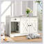 Enceinte de litière pour chat GO, meubles de litière cachés avec tapis de litière pour chat, table d'appoint pour chat avec tiroir, table d'appoint de style campagnard pour le salon, blanc