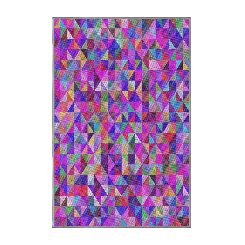 Tapis rose à motif géométrique Kimzey, Rectangle 5 pi x 7 pi