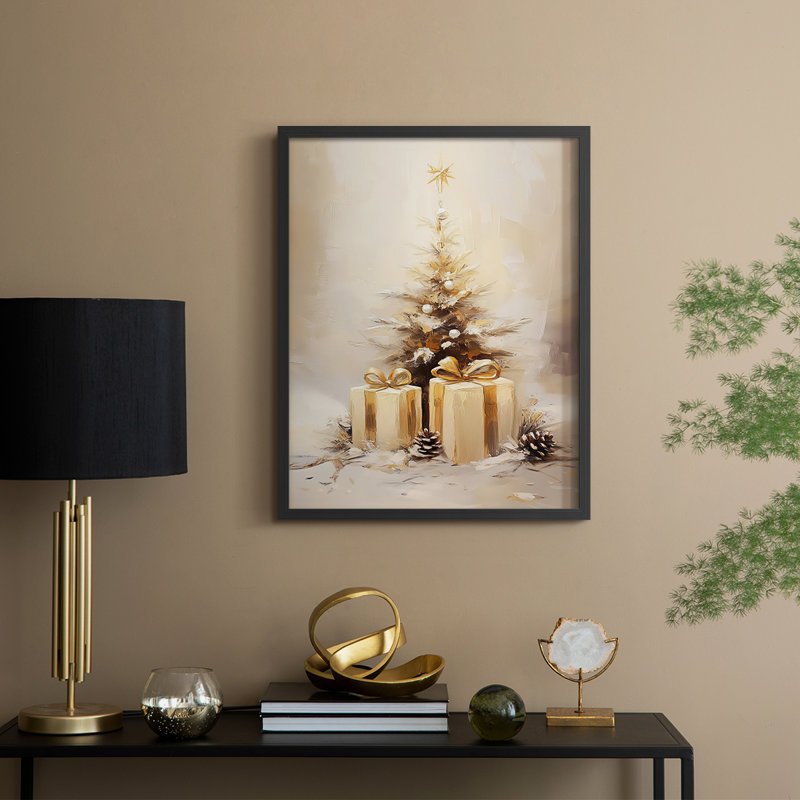 «Christmas Holiday Art», série 2-C XXVII, reproduction encadrée - bois massif, Noir, noir, noir, noir, H 15 po x l 12 po