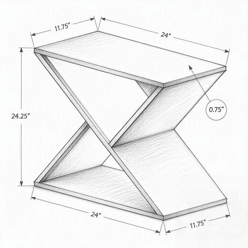 Table de bout étroite contemporaine en placage contemporain avec tablette inférieure ouverte, parfaite pour les petits espaces dans les chambres et les salons.