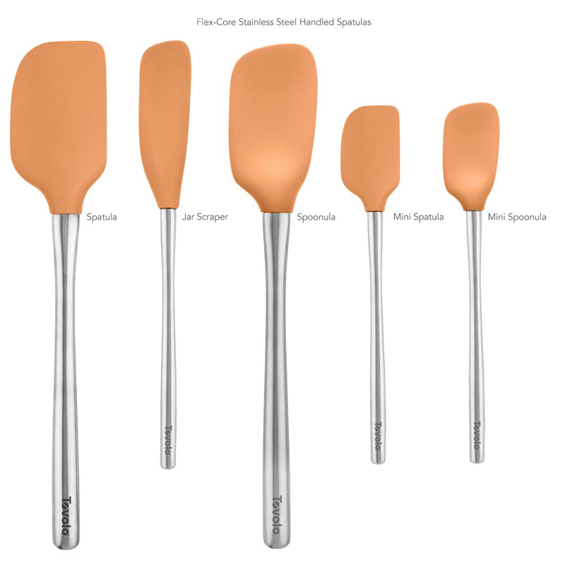 Ensemble de 5 spatules en silicone Tovolo Flex-Core avec poignées en acier inoxydable, Abricot