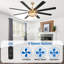 Ventilateur de plafond moderne doré de 183 cm (72 po) avec éclairage DEL à intensité variable et télécommande, moteur CC silencieux à 6 vitesses, réversible et abat-jour personnalisable pour le salon.-1604452781