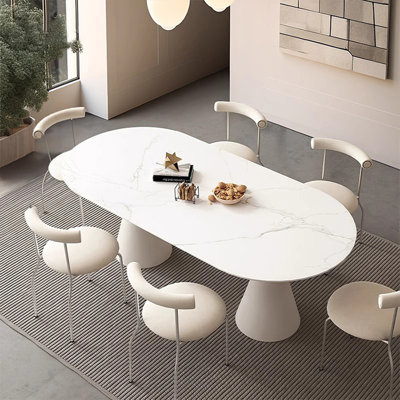 Cream Sintered Stone Tabletop Dining Table