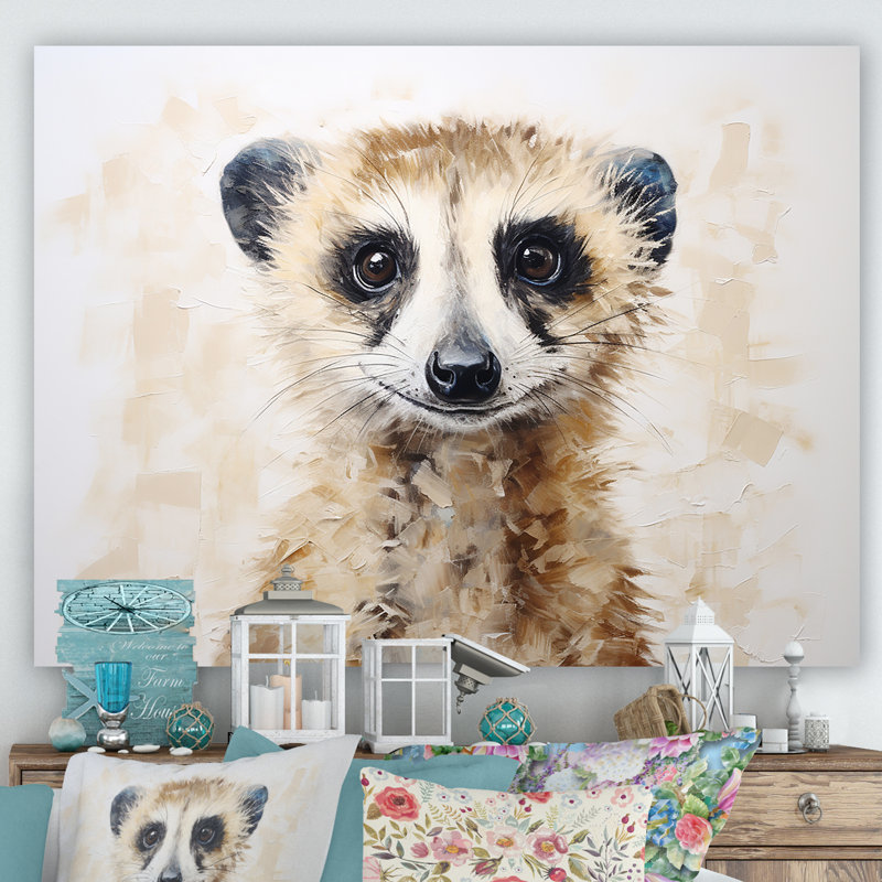 Minimalisme Meercat Portrait sur toile, Toile tendue, H 30 po x l 40 po x P 1,5 po