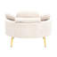 Confortable siège simple en velours côtelé beige avec trois coussins décoratifs et balcon réglable-757808871