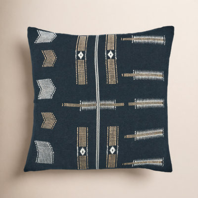Erickson Embroidered Cotton Reversible Throw Pillow
