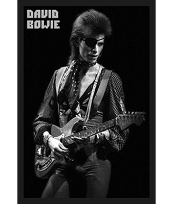 «David Bowie Eye Patch and Guitar», reproduction de photo encadrée