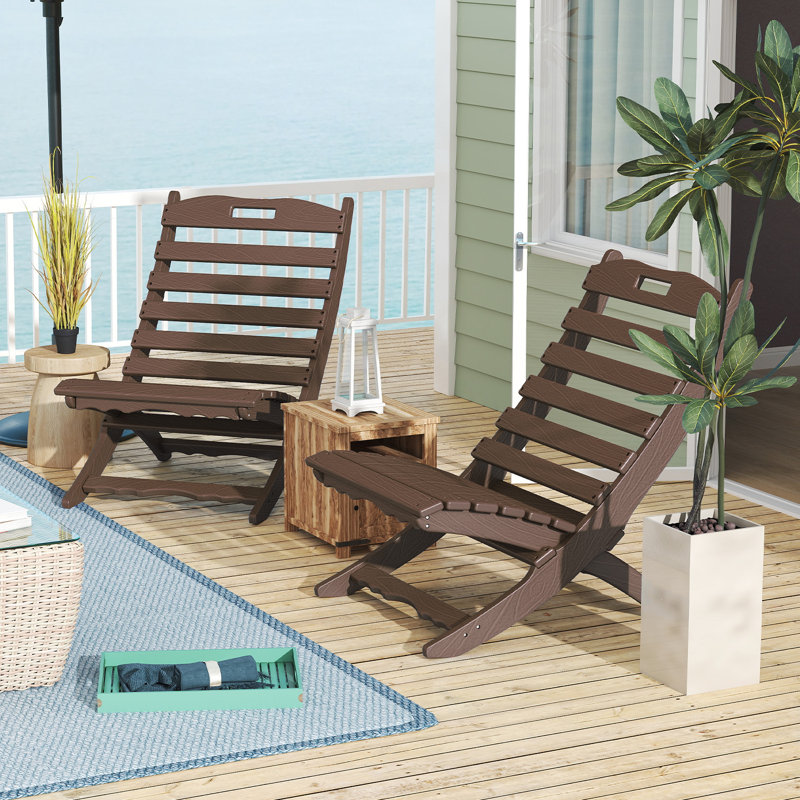 Outdoor Folding Adirondack Chairs, Brown