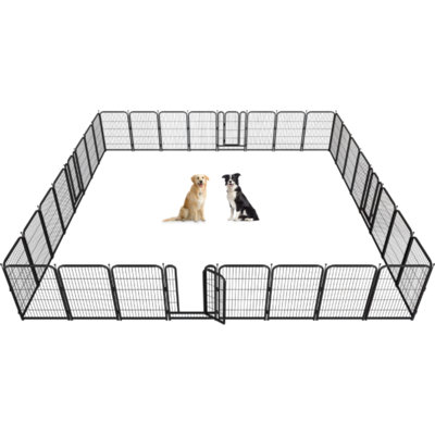 Petorldog Portable 40" Dog Playpen with 32 Metal Wire Panels, Ideal for RV Camping or Garden Use (Black-Silver)