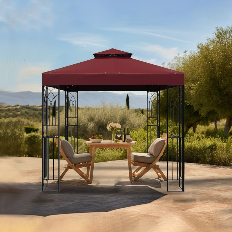 8 Ft. W x 8 Ft. D Steel Patio Gazebo, Red