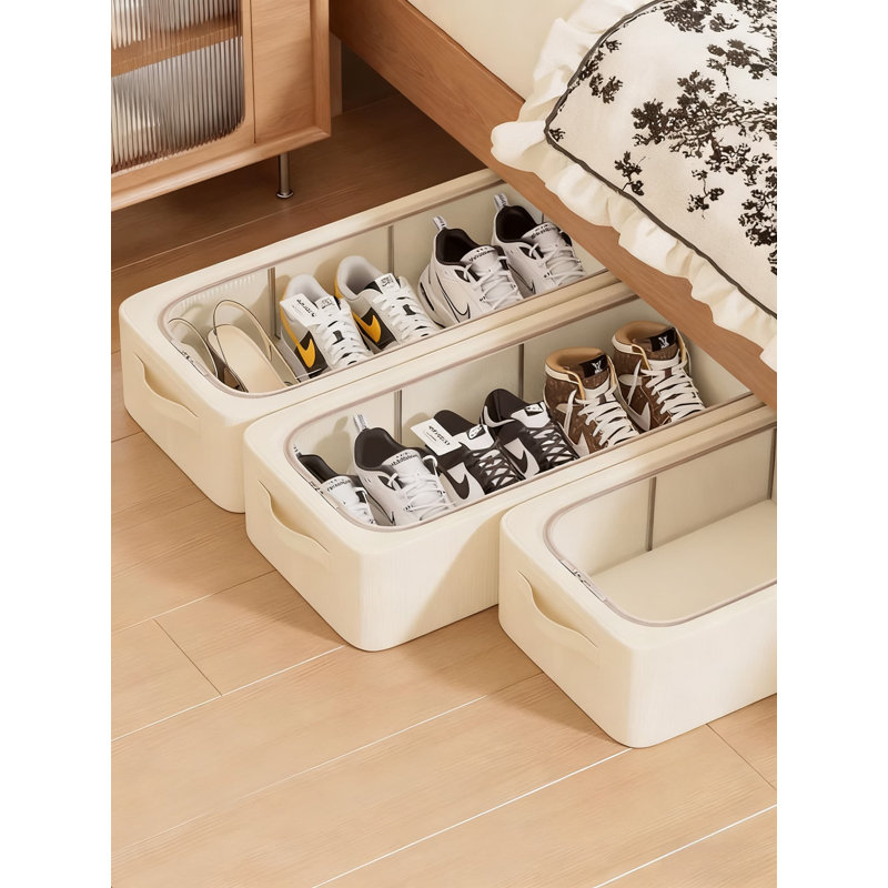 15.75Inch Heavy-Duty Oxford Fabric Underbed Storage Box With Clear View Lid - 6-Pack, Extra Large Capacity, Double Zipper Design For Easy Access, Reinforced Steel Frame For Strong Support, For Organizing Shoes, Clothes, Toys, Books