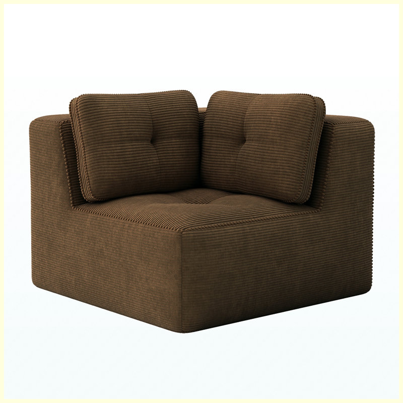 Canapé d'angle en velours côtelé brun, Brown Corduroy