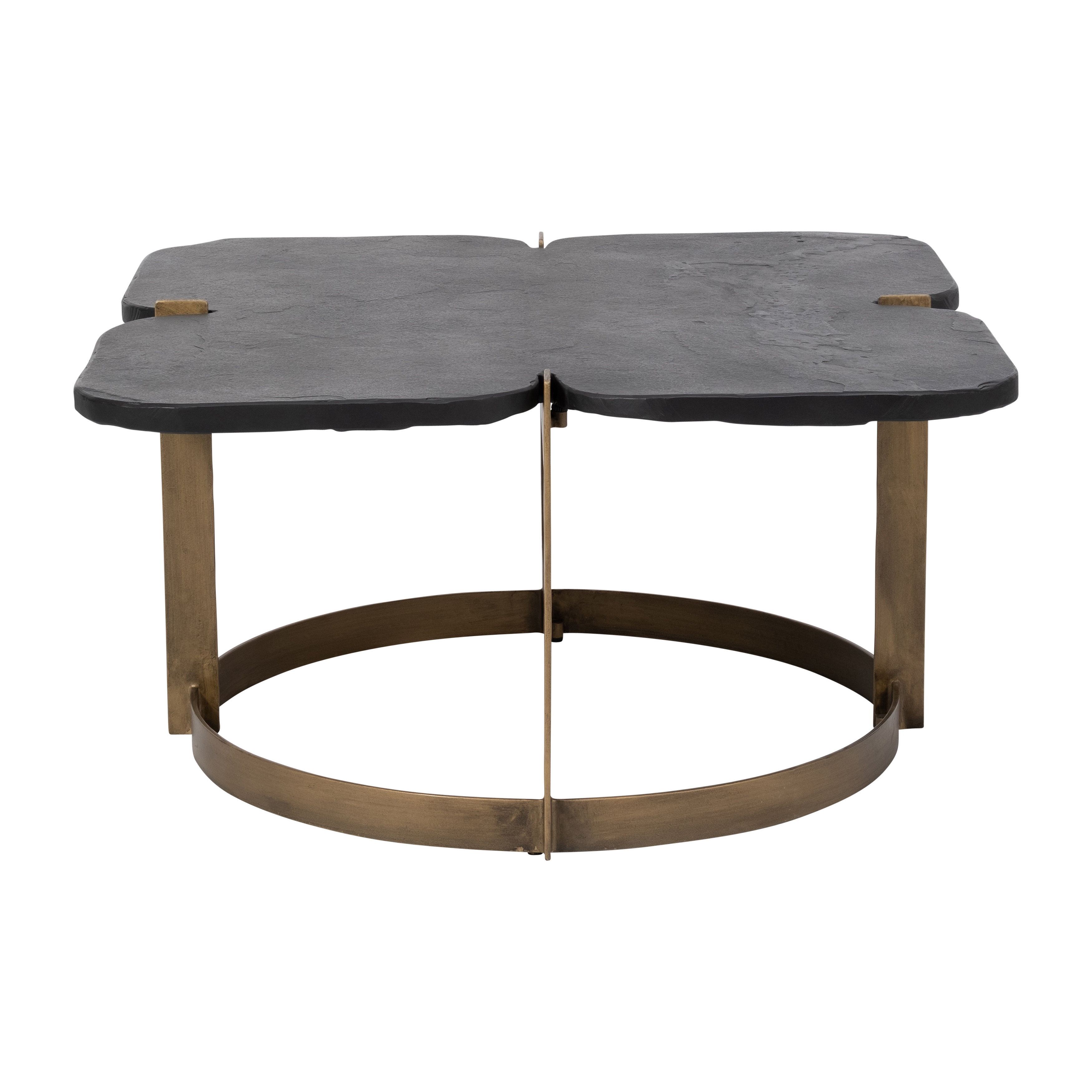 Everly Quinn Modern Metal Black and gold, Stone Top Coffee Table Wayfair