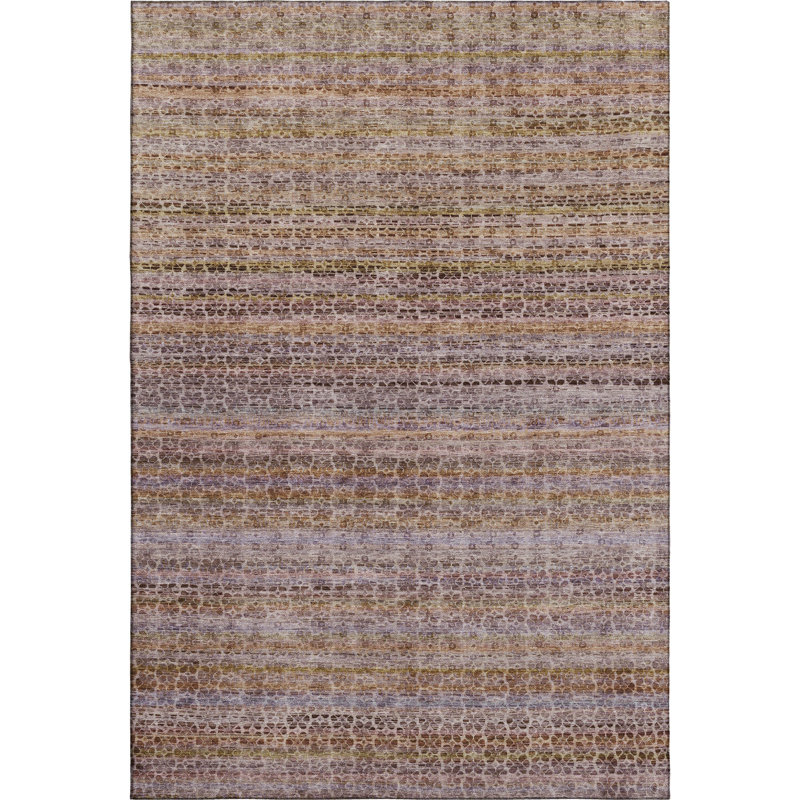 Premium Machine Washable Mayfield AMF2155 Striped Rug, Rectangle 10' x 14', Khaki