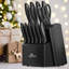  Ensemble de couteaux de cuisine 15 pièces, lavable au lave-vaisselle avec bloc d'affûtage intégré