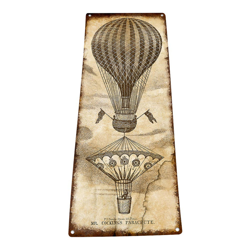 "Enseigne de montgolfière en métal rétro", H 31 po x l 11,5 po