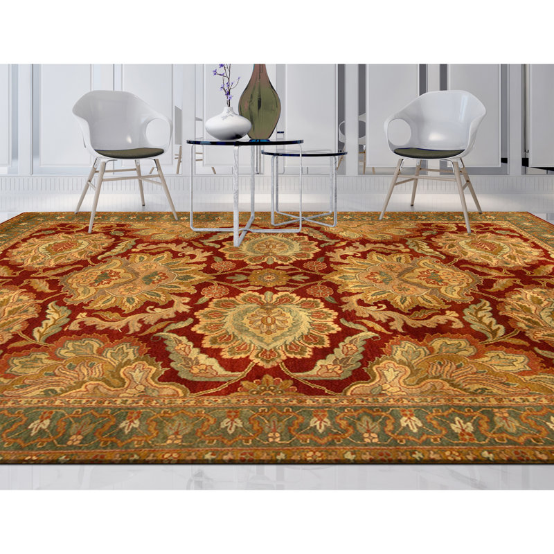 Tapis rectangulaire en laine noué à la main