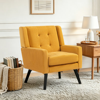 Tufted Upholstered Wide Back Armchair