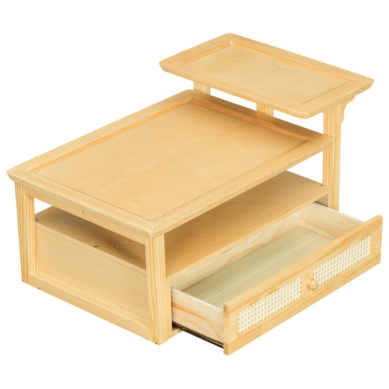 Attractive Coffee Table With Function And Uncomplicated Assembly Quick Installation, Natural, 15.92" H x 39.22" L x 22.8" W