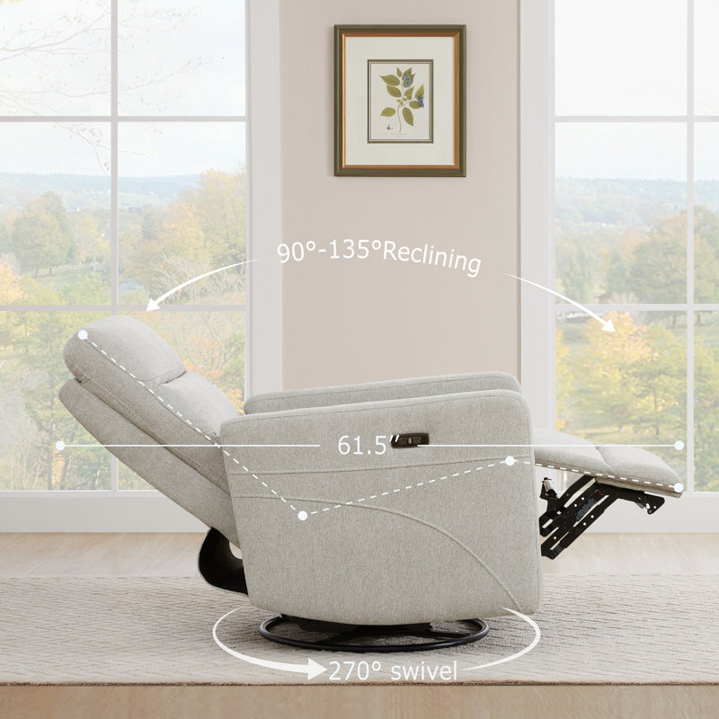 Mila Upholstered Rocking Swivel Power Recliner