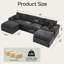 Upholstered Chenille Sectional with Ottoman-2060080617-2060080622-2060080623