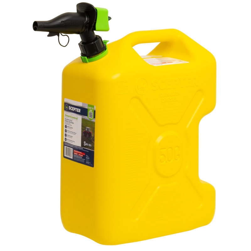 Scepter SmartControl Dual Handle Diesel Gas Container Jug, 5 Gal, 4 Pack, Red, Yellow