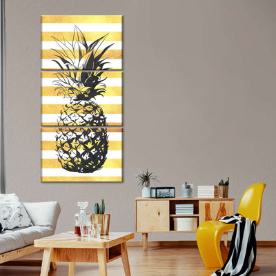 Ananas à rayures dorées 3 pièces