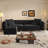 97.7" 3-In-1 Convertible Sleeper Sofa,28.4" Deep Seat Pull Out Sofa Bed,Button Tufted Modern Sofa,4-Seater Couch With Movable Ottoman  For Apartment,Office,Bedroom, Black-7585016