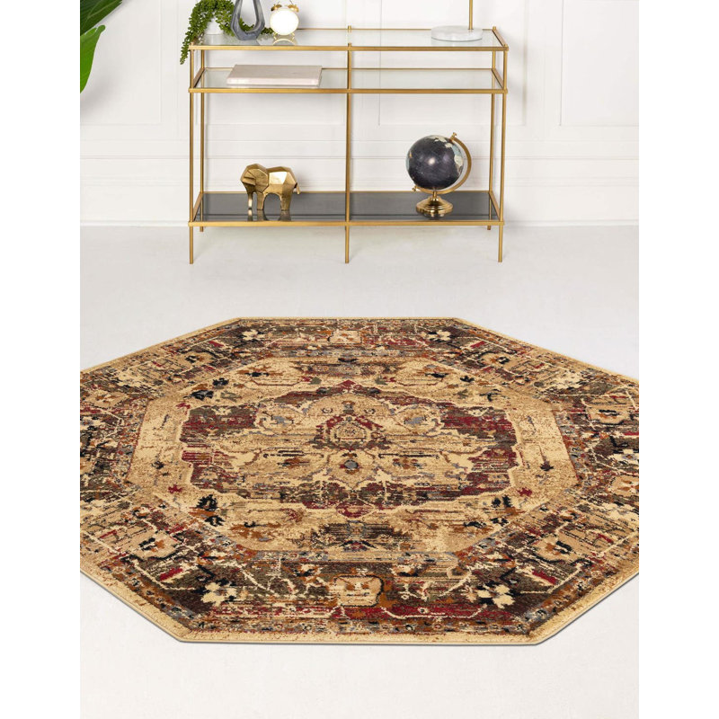 Alameda Abstract Indoor Rug, Octagon 5'3" x 5'3"