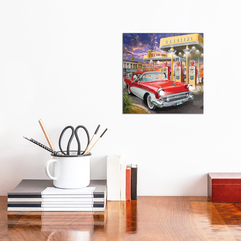 Filler Up by Bigelow Illustrations - Wrapped Canvas Painting, 30.48 cm H x 30.48 cm W