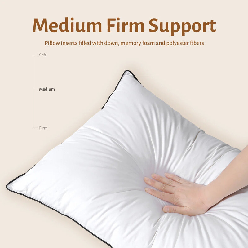Queen Size Down Blend Medium Support Bed Pillow, Queen