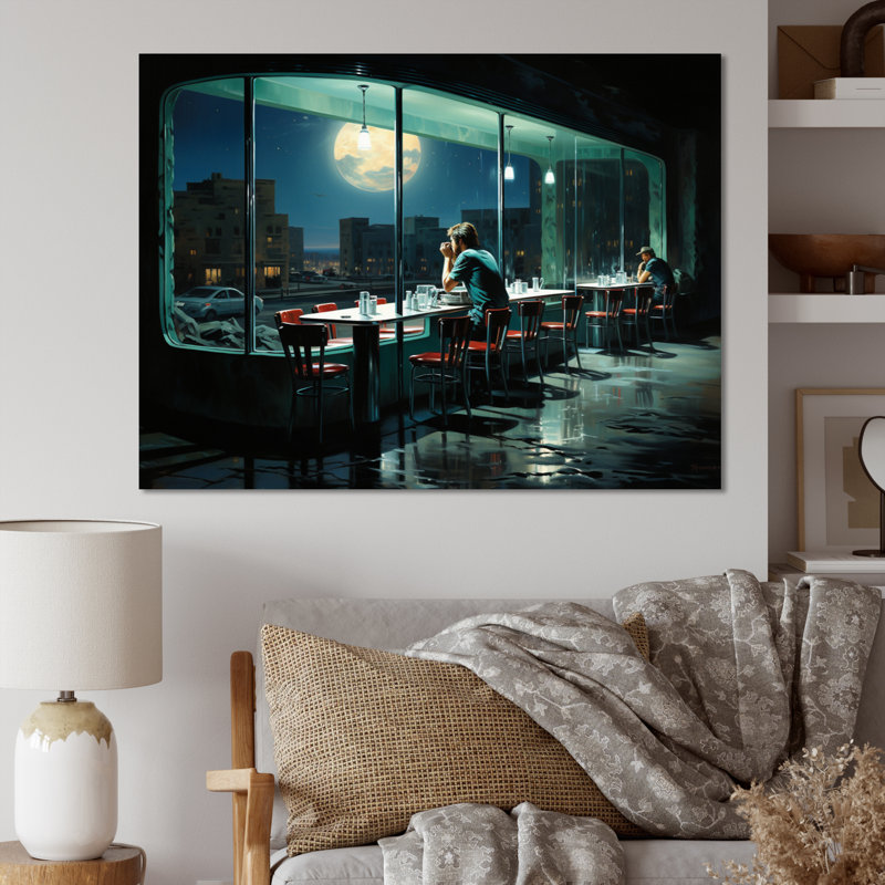 Masterpiece Nighthawks By Edward IV - Masterpiece Canvas Art Print, H 34 po x l 44 po, Toile tendue