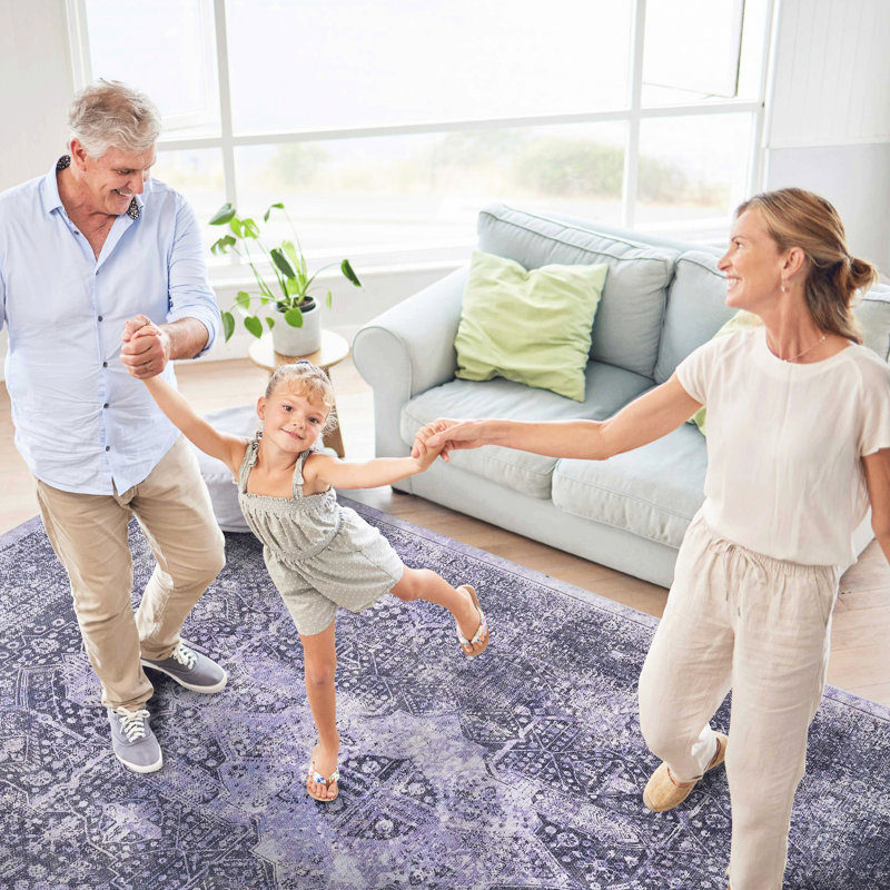 Tapis lavable 5 x 8 po à poils courts, antidérapant, teint, pliable pour la cuisine, le couloir
