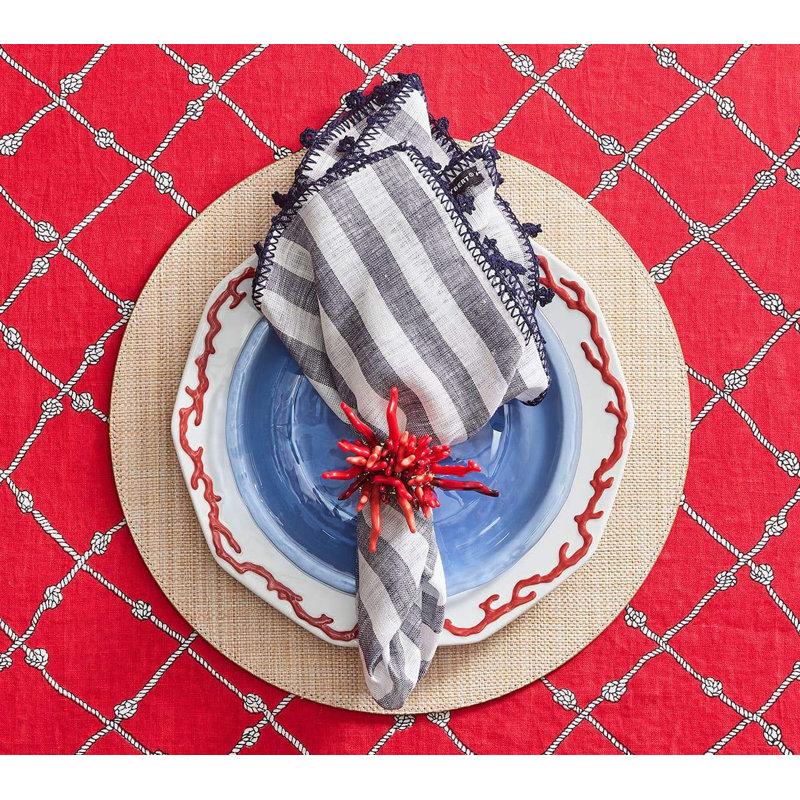 Amalfi 4 Piece Napkin Ring Set, Coral