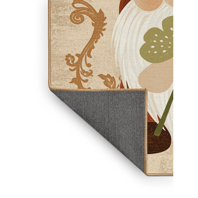 Soft Plush Fiorentino St Patties Modern & Contemporary Abstract Area Rug in Beige – LightBrown Binding, 3x5