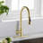 Stainless Steel Pull Down Kitchen Faucet with Soap Dispenser Brushed Gold-70762281