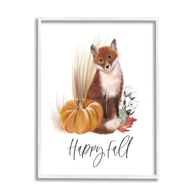 «Happy Fall Scenic Autumn Fox Pumpkin Botanicals», art texturé par Studio Q