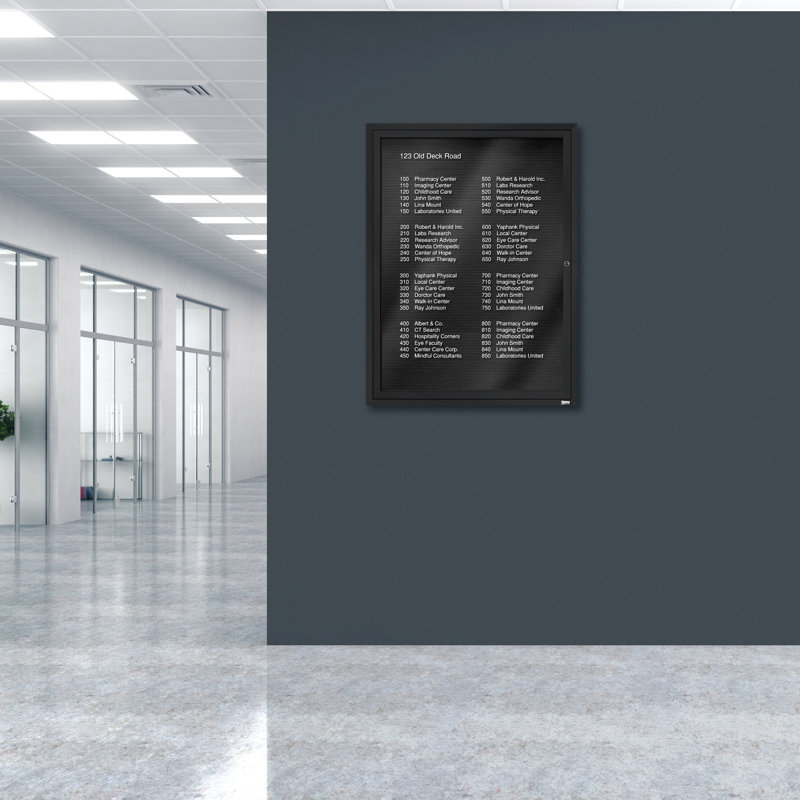 Tableau d'affichage mural fermé pour armoire d'annuaire, Noir thermolaqué, Un, H 48 po x l 36 po