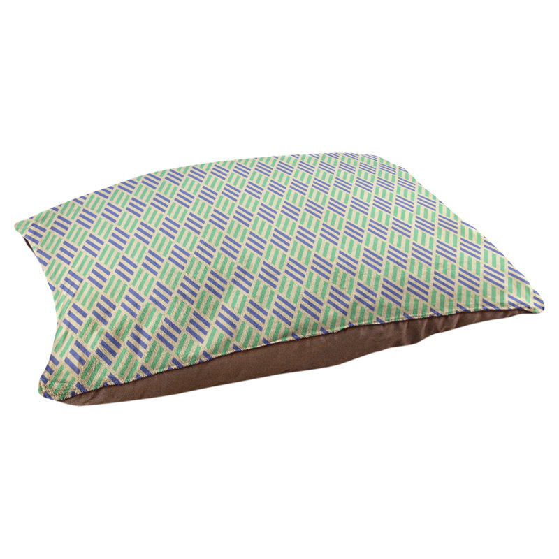 Coussin pour chien à rayures losanges Byrge, Très grand (l 52 po x P 42 po x H 17 po), Vert / bleu clair