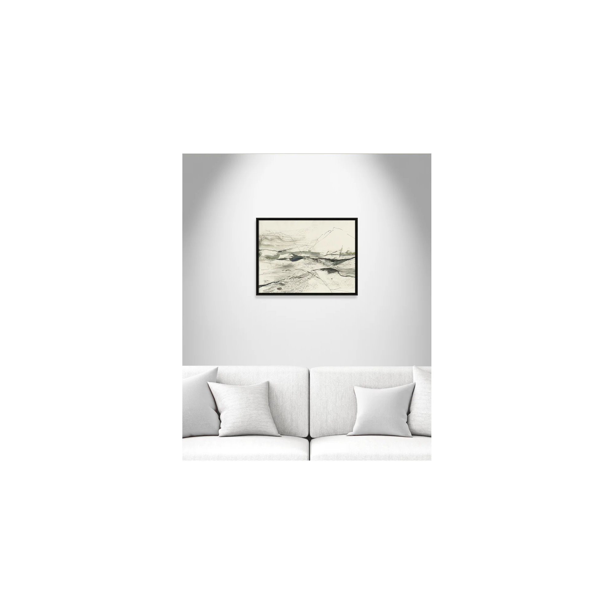 Green Sketches by PI Studio, No Mat, 19.5" H x 25.5" W x 2" D, Espresso Floater Framed