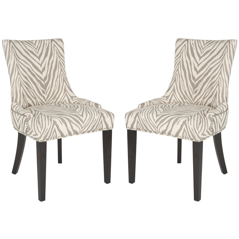 Baumgarten 49.53cm H Upholstered Side Chair, Grey Zebra, Black